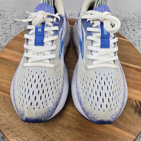 Brooks Womens 7B Ghost 16 White Amparo Blue Limpet Shell Athletic Running Shoe - Picture 6 of 12